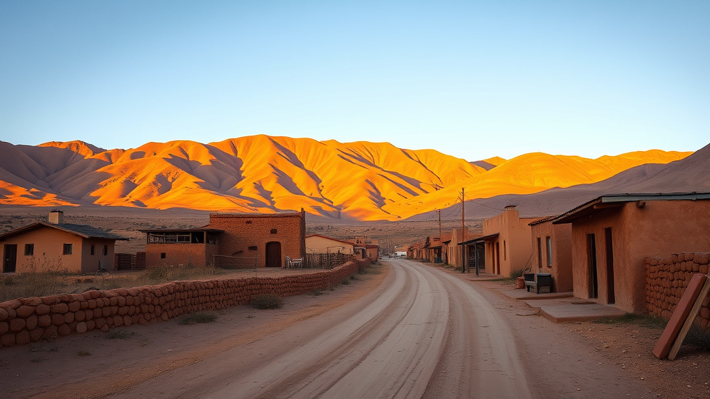 Pueblo andino del norte argentino al atardecer, uno de los destinos más baratos de Argentina para vacacionar