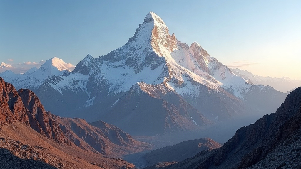 Vista del Aconcagua y su pared sur desde un mirador en Mendoza