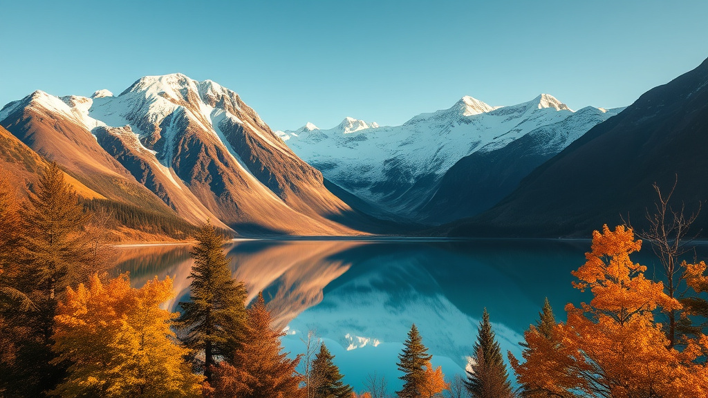 Montañas nevadas reflejadas en un lago glaciar turquesa de la Patagonia argentina