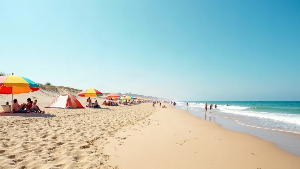 Playas familiares de la Costa Atlántica argentina con sombrillas y balnearios en verano