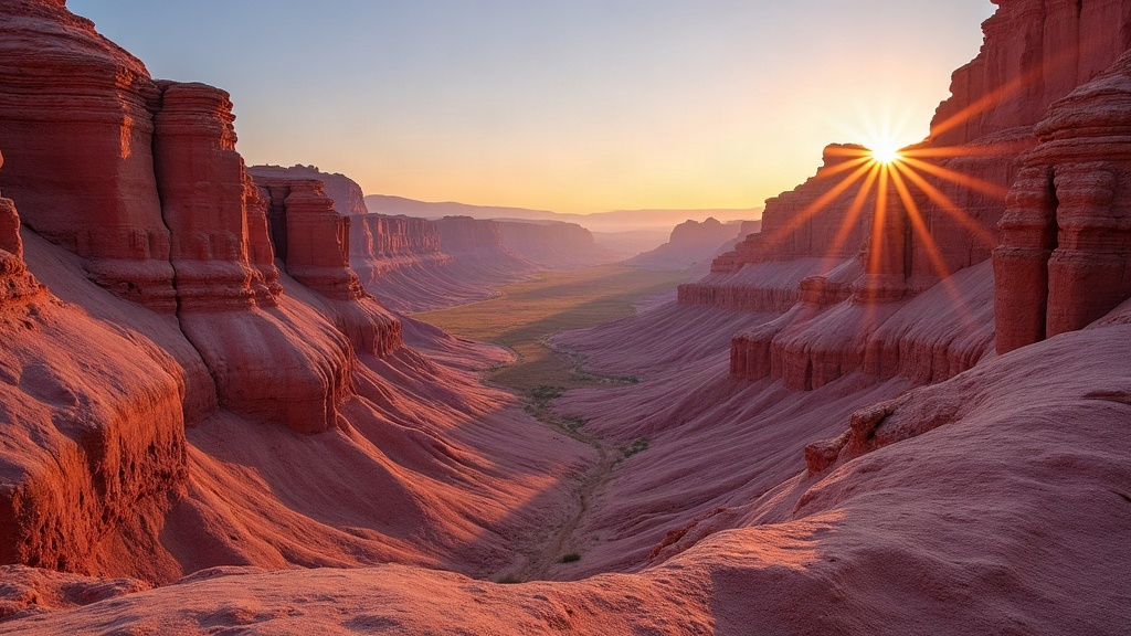 Cerro de los Siete Colores y quebradas del norte argentino al amanecer