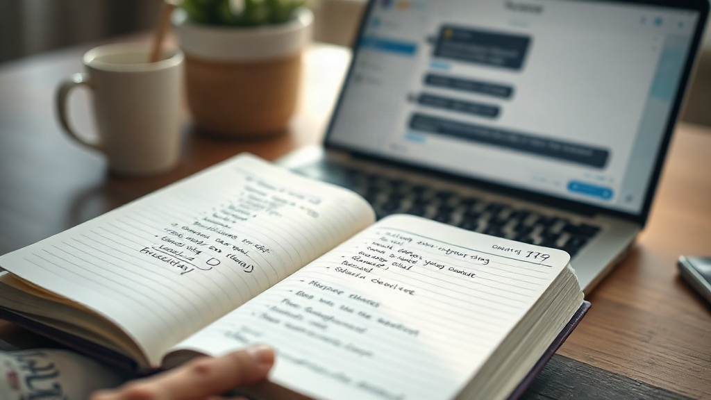 Cuaderno con la estructura de un prompt anotada antes de escribir en la computadora