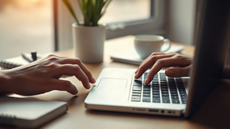 Persona escribiendo instrucciones en una computadora para pedirle respuestas a una inteligencia artificial