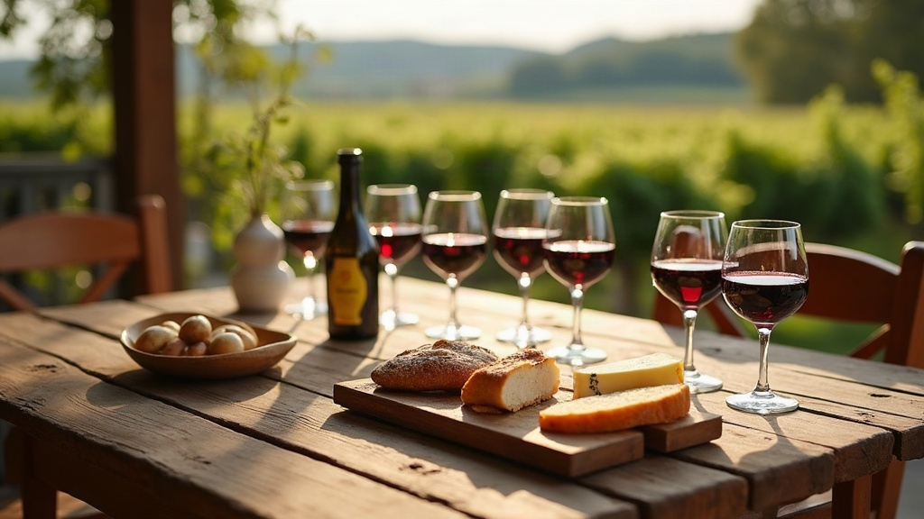 Degustación de vinos con tabla de quesos en una bodega argentina